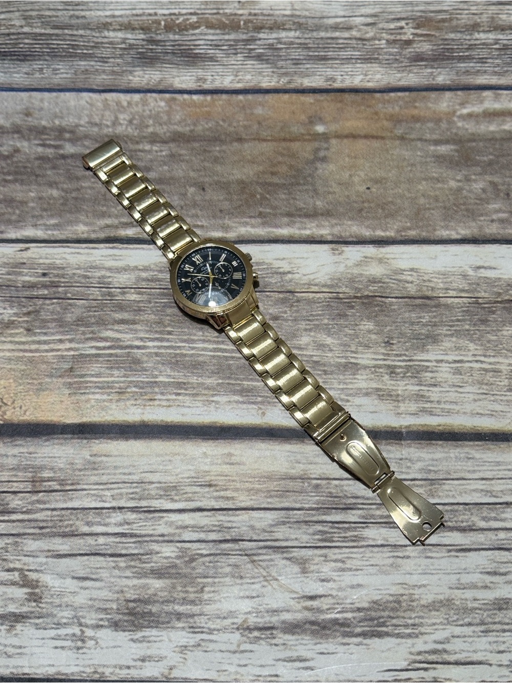 Charles Raymond Gold Tone Men's Bracelet Watch with Black Dial